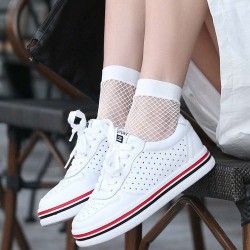 Fishnet Ankle Socks White