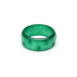 Wide Carved Emerald Glitter Bangle