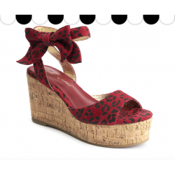 Lola Ramona Nina Red Leo Wedge Sandals