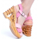 Lucky Lou Pagoda Wedge Pink Strap
