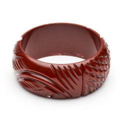 Wide Tobacco Heavy Carve Fakelite Bangle