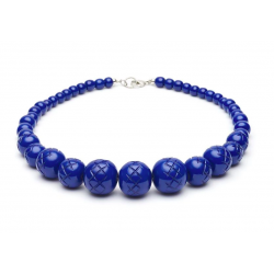 Indigo Heavy Carve Fakelite Beads Necklace