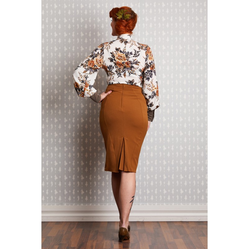 Brown pencil skirt 50s hotsell