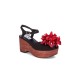 Lulu Hun Flower Wedge Black