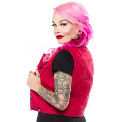 Sourpuss Biker Vest Red