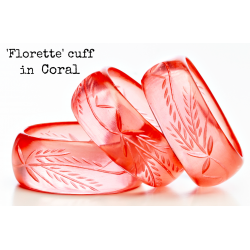 Carved Lucite Cuff Florette Coral