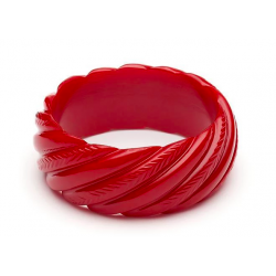 Wide Red Heavy Carve Fakelite Bangle