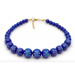 Cornflower Carved Bead Necklace