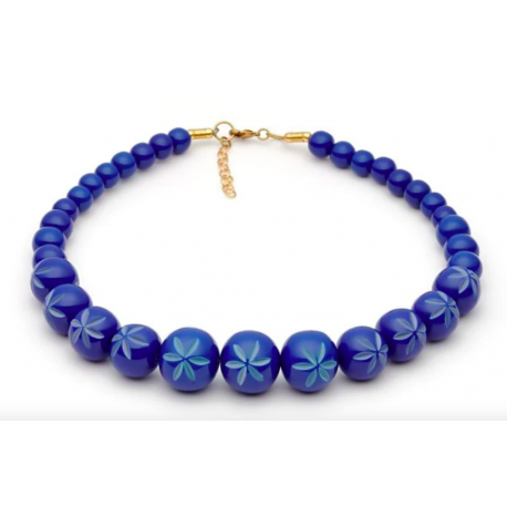 Cornflower Carved Bead Necklace