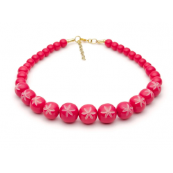 Raspberry Carved Bead Necklace