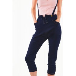 Voodoo Vixen Ella Denim Capri Suspender Pants 