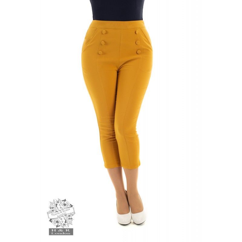 Hearts Roses Barbara Gold Capri Pants