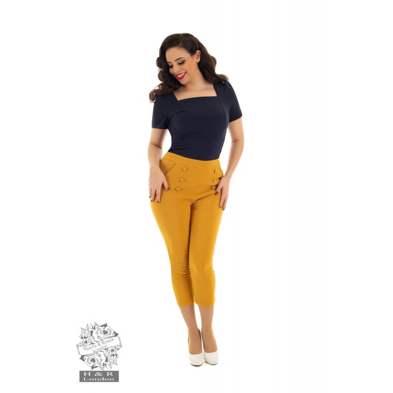 Gold capri pants deals