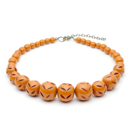 Almond Carved Bead Necklace