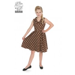 Hearts & Roses Polka Dots Swing Dress Brown