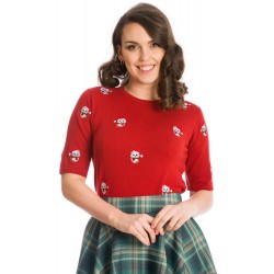 Banned Holly Christmas Cat 40's Jumper Red 