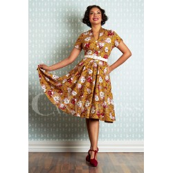 Miss Candyfloss Fran-Mustard Floral Dress