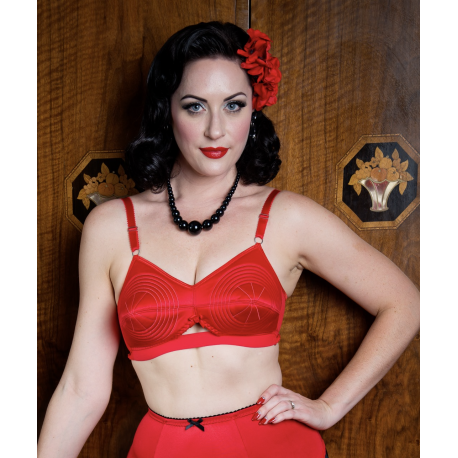 1940's Timeless Cone Cup Bra Red