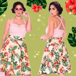 Voodoo Vixen 50s Tropical Flamingo Swing Skirt