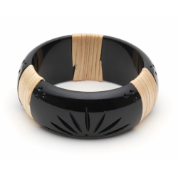 Wide Panther Light Cane Bangle