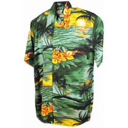 Sunset Green Hawaiian Shirt