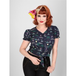 Collectif Misty Flamingo Palm Blouse