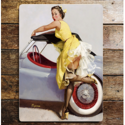 Pin Up Girl Car Metal Sign