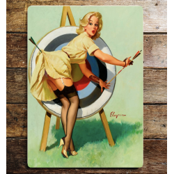 Pin Up Girl Archery Metal Sign