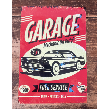Garage Mechanic On Duty Metal Sign