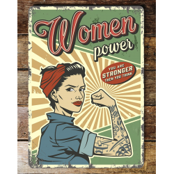 Retro Women Power Metal Sign