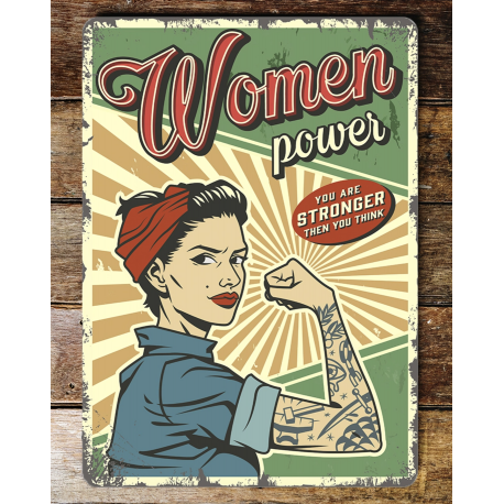 Retro Women Power Metal Sign