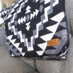Andean Alpaca Wool Blanket Black Chakana