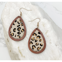 Oval Leopard Wood Earrings