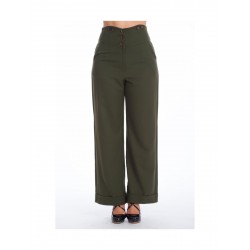 Banned Retro 50s Girl Boss Trousers Kaki