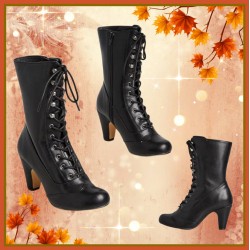 PRE-VENTE ♡ Retro Laceup Bootie Black