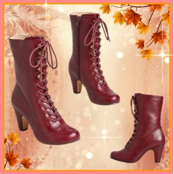 PRE-VENTE ♡ Retro Laceup Bootie Burgundy