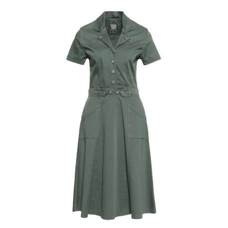 Queen Kerosin Workwear Swing Dress Kaki