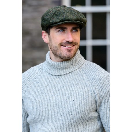 Mucros Weavers Tweed Driving Cap Green