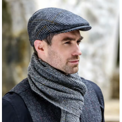 Mucros Weavers Tweed Trinity Cap Grey Rust