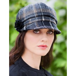 Ladies Tweed Newsboy Hat Grey Plaid