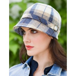 Ladies Tweed Flapper Cap Cream Navy