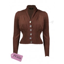 The House of Foxy 50s Shawl Cardigan Choco