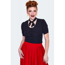 Voodoo Vixen Sailor Navy Polka Blouse