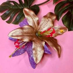 Paloma Purple Glitter & Gold Double Lily
