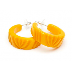 Yolk Heavy Carve Fakelite Hoop Earrings