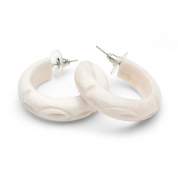 Daisy White Fakelite Hoop Earrings