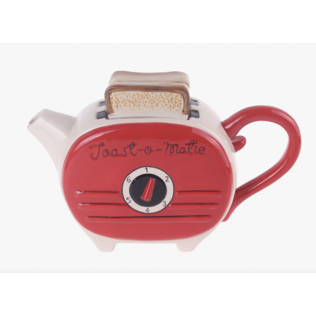 Vintage Toast Teapot Red